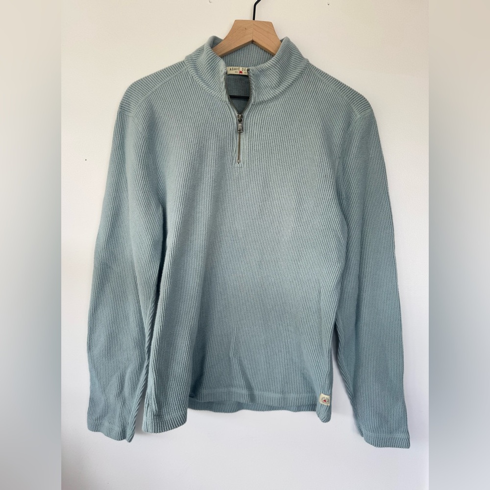 Agave Denim Dusty Blue Men’s 1/2 Zip Long‎ Sleeve Pullover Jacket